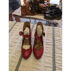 Miz Mooz Red High Heels Pumps Leather Mary Jane Strap